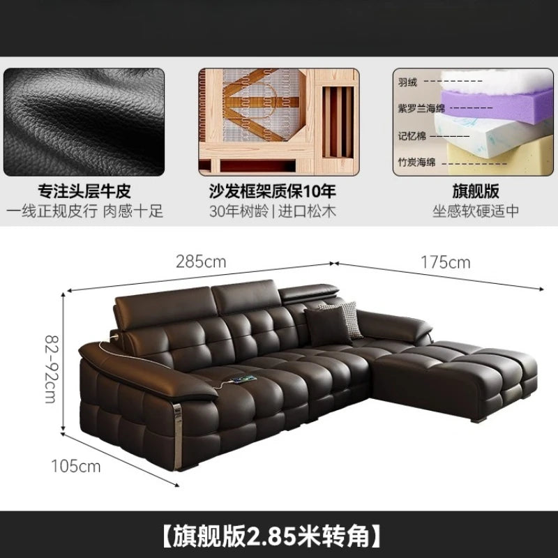 Modern Luxury Sofa Head Layer Leather Living Room Sofas Three Seat Couch Armchair Straight Row Chaise Lounges Home Furniture