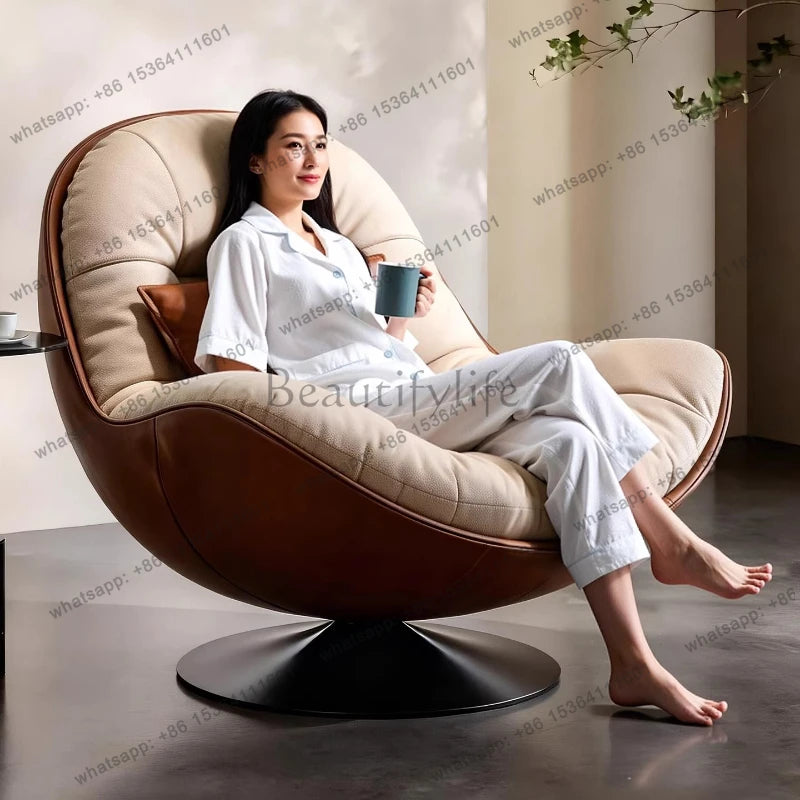 Italian minimalist lazy sofa chair bedroom modern simple light luxury single swivel chair for home use