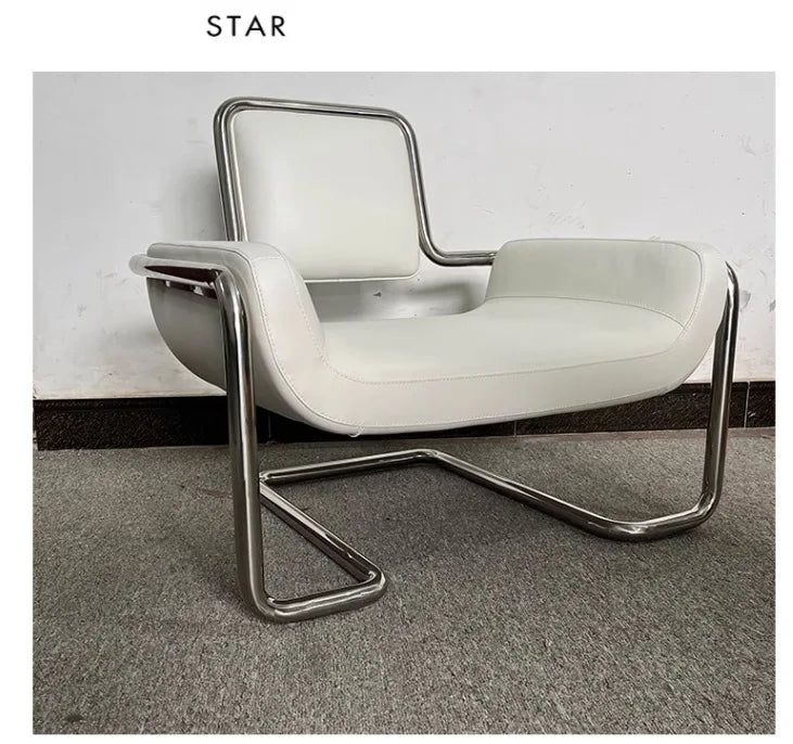 Nordic designer stainless steel embossed modeling stool balcony leisure chair personalized backrest sofa chair hotel lobby
