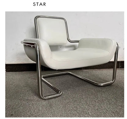 Nordic designer stainless steel embossed modeling stool balcony leisure chair personalized backrest sofa chair hotel lobby