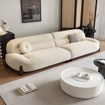 2025 new extremely simple modern cream style designer small apartment living room arc fabric sofa