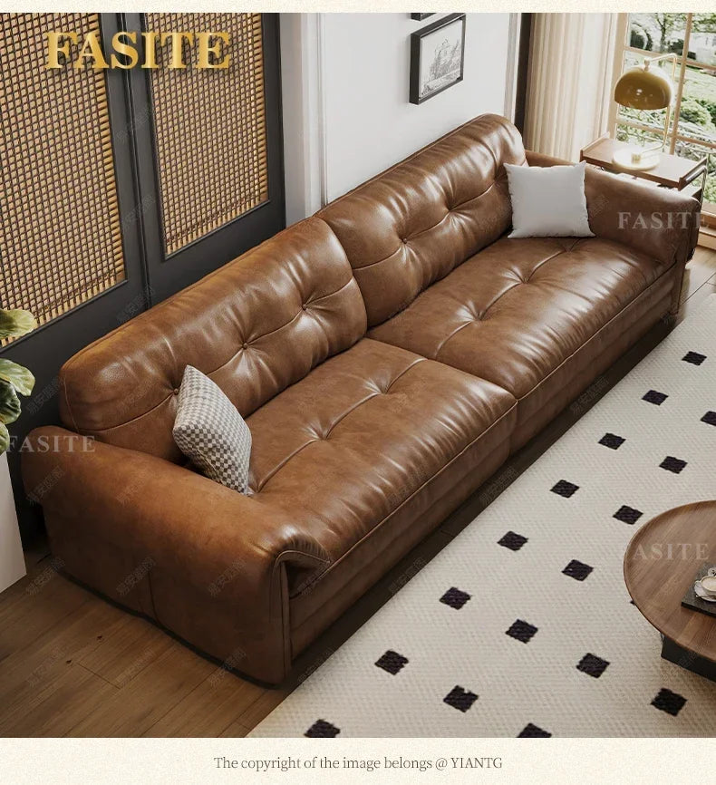 Portable Minimalist Brown Sleep Sofa Faux Leather Designer Loveseat   Sofa Couch Cloud  Living Room Furniture