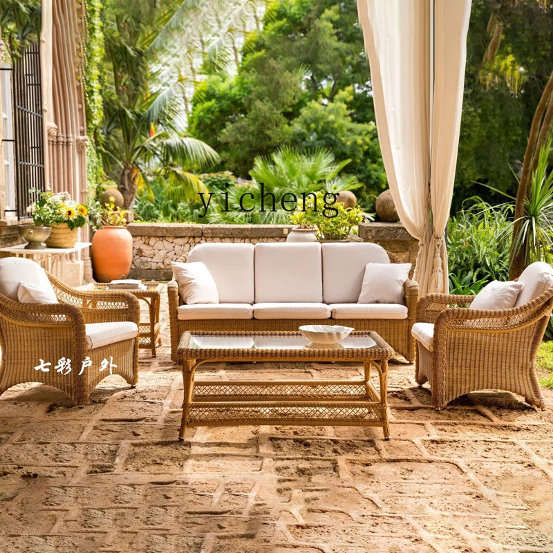 Zz outdoor sofa courtyard leisure hotel outdoor terrace garden balcony rattan chair sofa combination