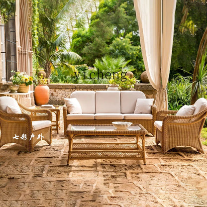 Zz outdoor sofa courtyard leisure hotel outdoor terrace garden balcony rattan chair sofa combination