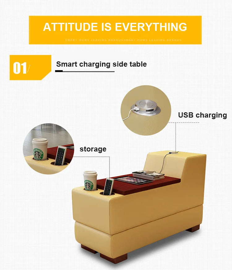 Leather Sectional Sofa for Living Room, Massage Recliner, Home Furniture, Modern Style