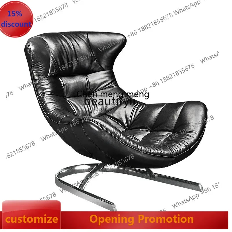 New style Italian Single Leather Sofa Chair Living Room Light Luxury Bedroom Modern Wingback Chair Leisure Chair Recliner ss 730