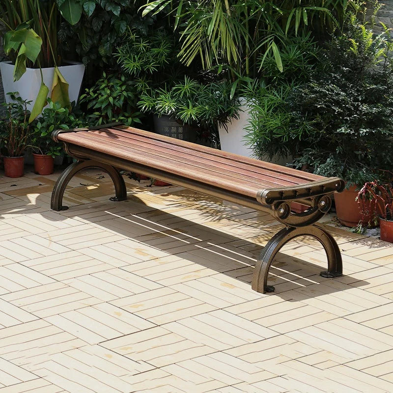 Factory Wholesale Street Park Bench Customized Metal Garden Bus Stops Bench Cast Aluminum Patio Garden Outdoor Bench