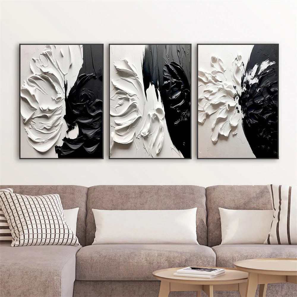 Large Black and White Abstract Poster Abstract Texture Prints Canvas Painting Modern Bedroom Canvas Painting Home Room Decor