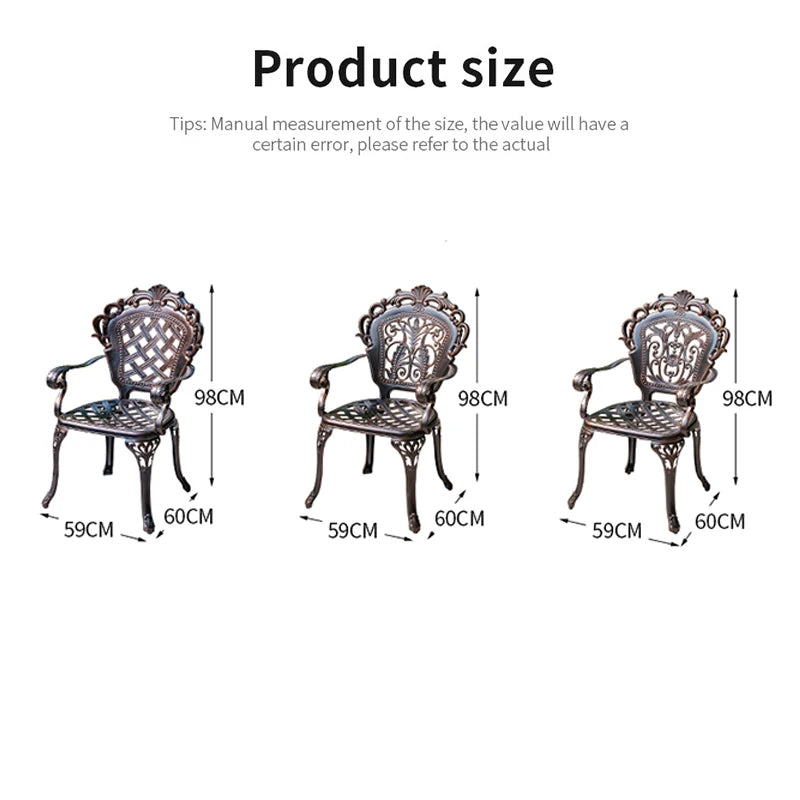 Cast Aluminum Outdoor Chair Set of 2 Beautifully Carved All Weather Patio Chairs Metal Bistro Chairs for Garden Porch Backyard