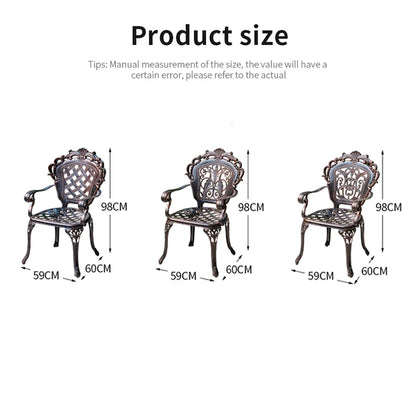 Cast Aluminum Outdoor Chair Set of 2 Beautifully Carved All Weather Patio Chairs Metal Bistro Chairs for Garden Porch Backyard
