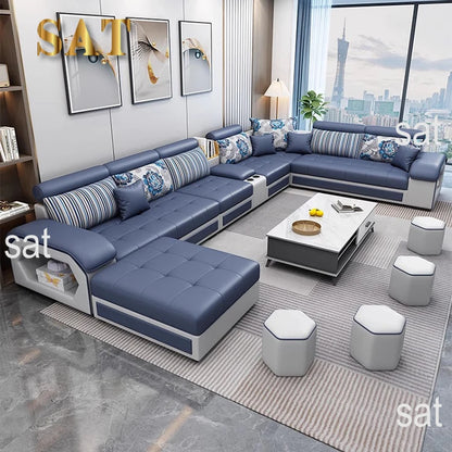 #For Modern Multifunctional U-Shaped Sofa Set Living Room Furniture Corner Sofa with Speakers 7 Seater Fabric Sofa Set*