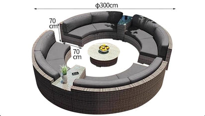 Outdoor sofa combination garden terrace leisure rattan circular courtyard outdoor open-air rattan chair sun room rattan sofa