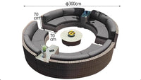 Outdoor sofa combination garden terrace leisure rattan circular courtyard outdoor open-air rattan chair sun room rattan sofa