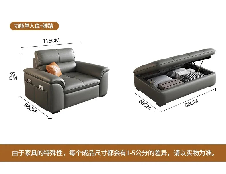 Designer Leather Sofa Living Room Ajustable Lounge Foldable Sofa Reclinable Modular Minimalist Woonkamer Banken Lounge Furniture