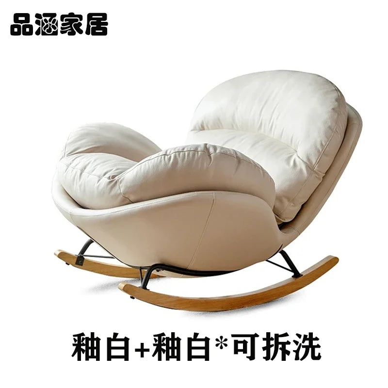 Simple Recliner Wooden Chair Accent Nordic Cheap Bedroom Rocking Living Room Chairs Designer Comfy Fotele Do Salonu Furniture