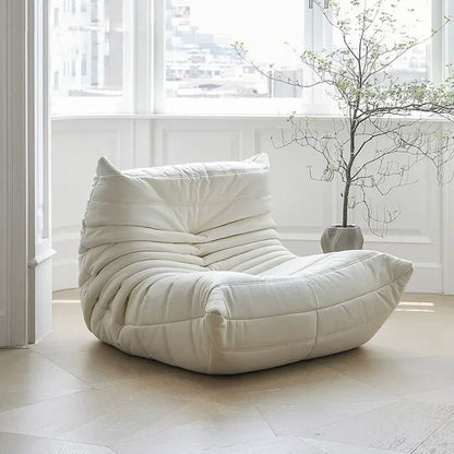Single sofa living room bedroom lazy fabric leather leisure chair small apartment cream wind