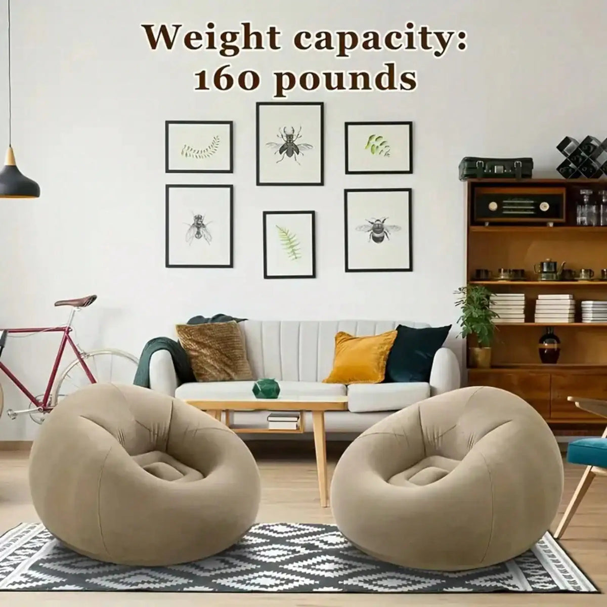 Inflatable Soybean Bag Chair - Soft/Comfortable Lazy Seat for Living Room/Office/Outdoor Camping (Father's Day Gift)