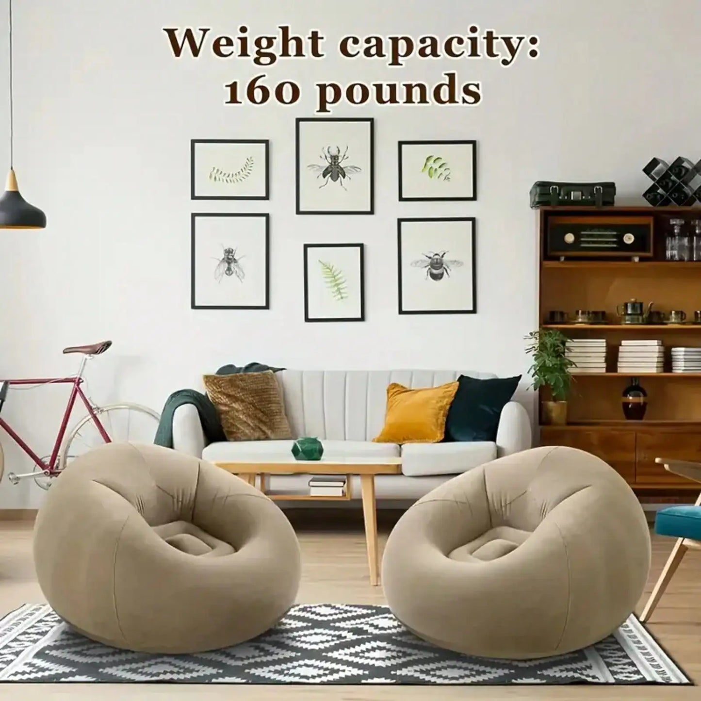 Inflatable Soybean Bag Chair - Soft/Comfortable Lazy Seat for Living Room/Office/Outdoor Camping (Father's Day Gift)