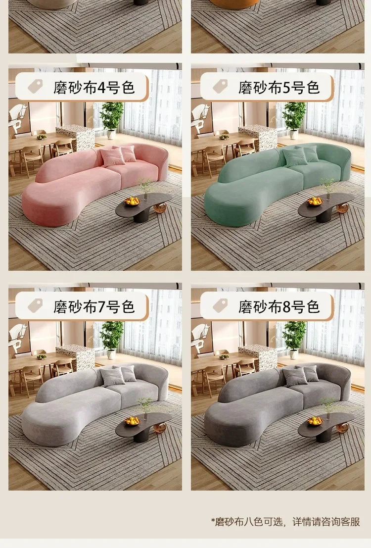 New arrive Cream Floor Living Room Sofas Curved Lounge Ergonomics Women Living Room Sofas White Minimalist Muebles Postmodern Fu