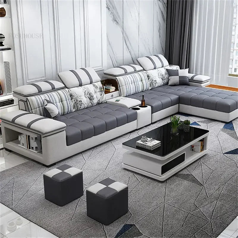Nordic Luxury Technology Cloth Sofa for Living Room Furniture Modern Living Room Sofa Combination Large Apartment Sofa Set u