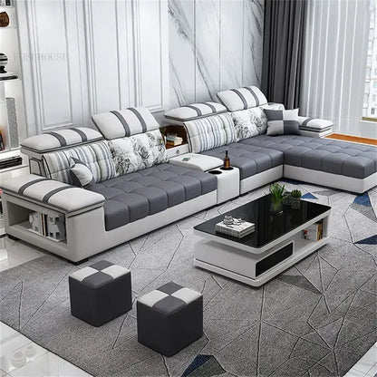 Nordic Luxury Technology Cloth Sofa for Living Room Furniture Modern Living Room Sofa Combination Large Apartment Sofa Set u