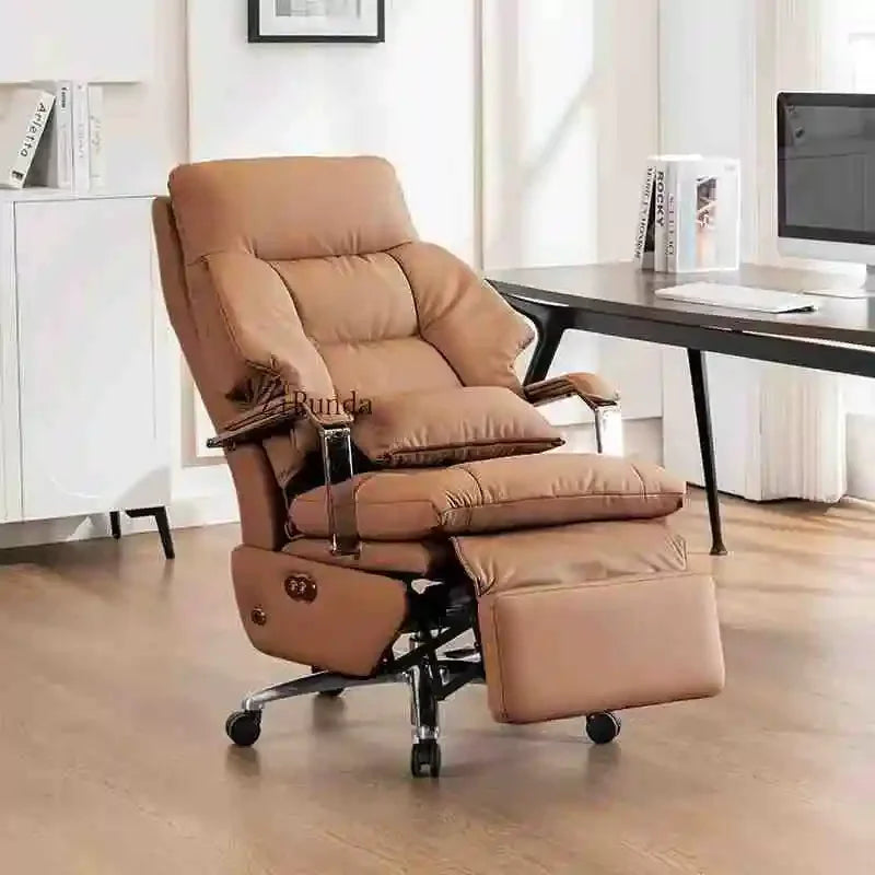 High-end office computer chair, comfortable leather electric massage office chair, adjustable recliner
