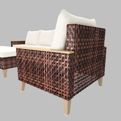 5-Person Outdoor Rattan Furniture Patio Set with Side Table Sectional Seating Group with Cushions