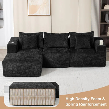 Sectional Sofa with L-Shape Chaise, 102" Cloud Sectional Couch with Deep Seat, 3 Seat Modular Sofa Memory Foam