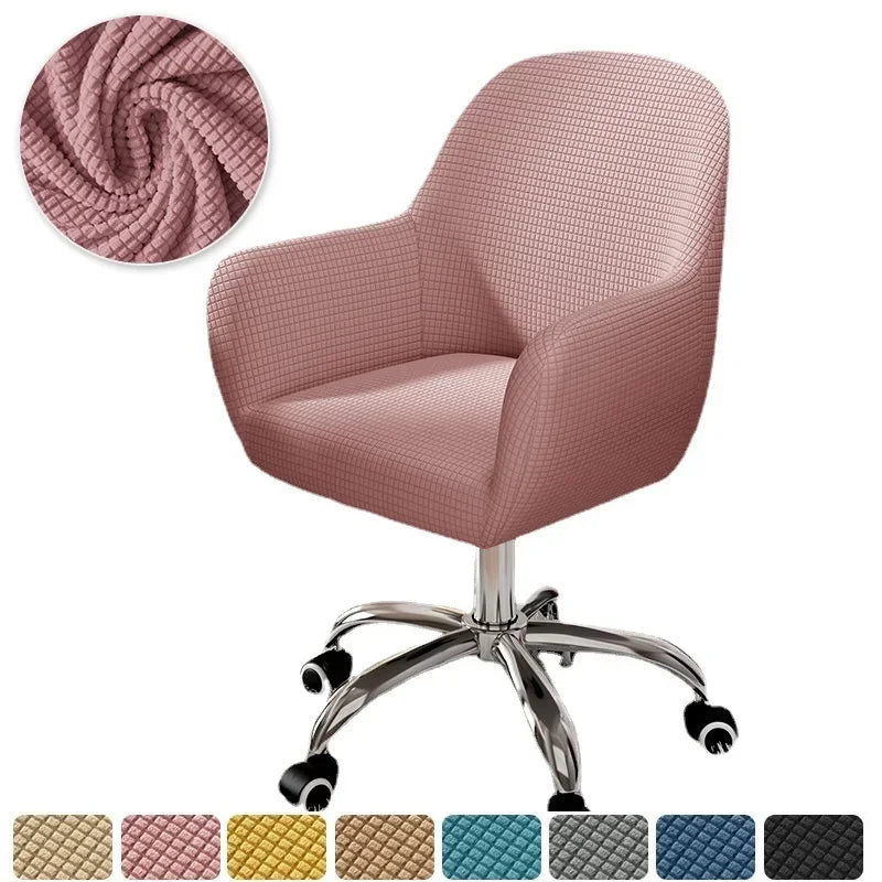 Solid Elastic Rotating Chair Cover Dining Room Spandex High Sloping Armchair Covers Office Chair Slipcover Coffee Bar Make Up