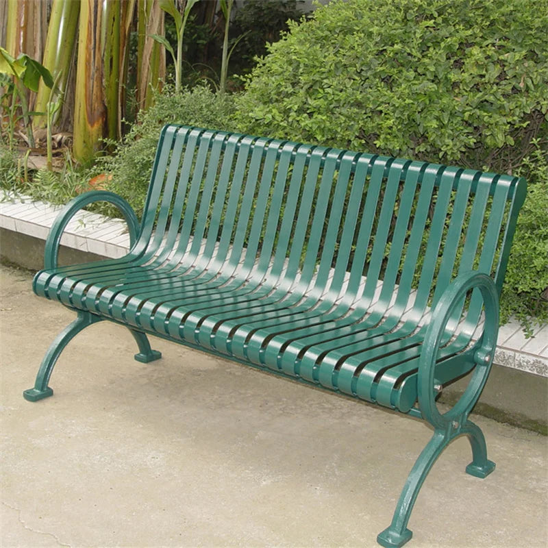 Outdoor Public Park 2 Person Steel Commercial Bench Seating Outside Garden Out Door Patio Rustic Metal Seat Bench with Back