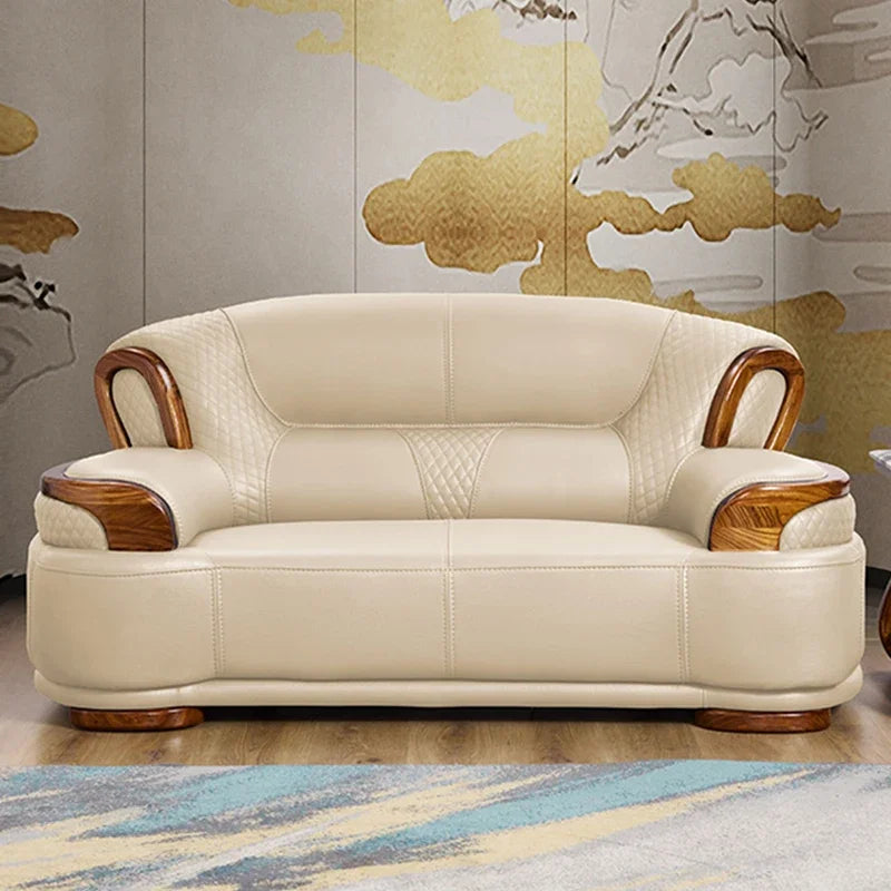Designer Family Living Room Sofa Genuine Leather Sectional Floor Living Room Sofa Wood Minimalist Muebles Postmodern Furniture