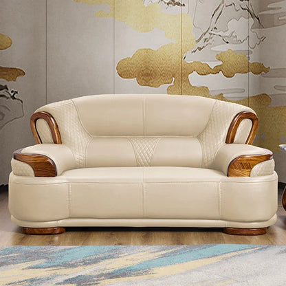 Designer Family Living Room Sofa Genuine Leather Sectional Floor Living Room Sofa Wood Minimalist Muebles Postmodern Furniture