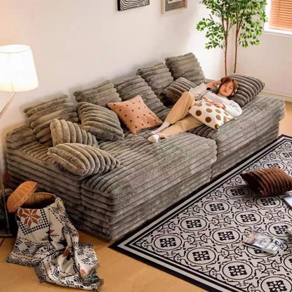 Gray Designer Vacuum Compressed Sofa Minimalist Corduroy Lounge Vacuum Compressed Sofa Nordic Couch Wohnzimmer Furniture Home
