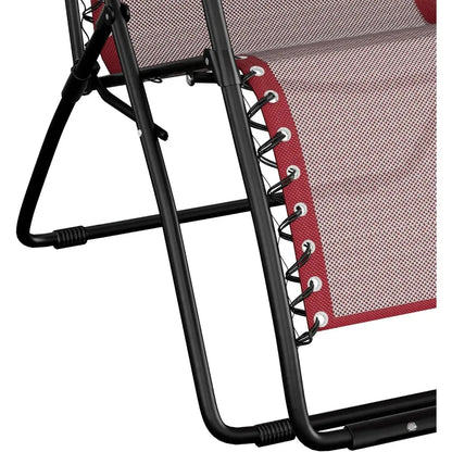 Basics Outdoor Patio Zero Gravity Lounge Chair with Pillow, Folding Reclining and Textilene Adjustable, Folding Lounge 26" Black