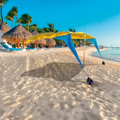 Shark FIN Shade Beach Tent Wind Sun Canopy Portable Easy Set Up UPF 50+ No Assembly Required 3-30 MPH - 1 to 8 People - Tie Dow