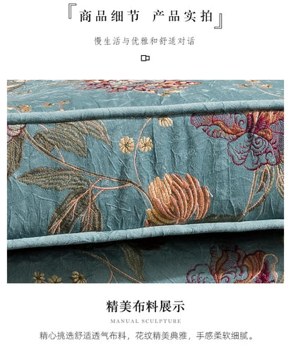 American-style all-solid wood fabric sofa combination three-person furniture set