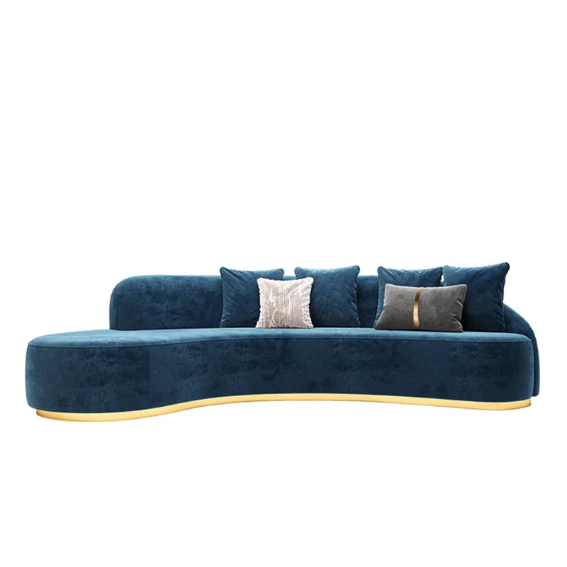 Blue Fancy Couches Curved Nordic Comfortable Designer Floor Living Room Sofa Modern Lounge Wood Divano Moderno Unique Furniture