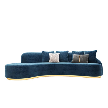 Blue Fancy Couches Curved Nordic Comfortable Designer Floor Living Room Sofa Modern Lounge Wood Divano Moderno Unique Furniture