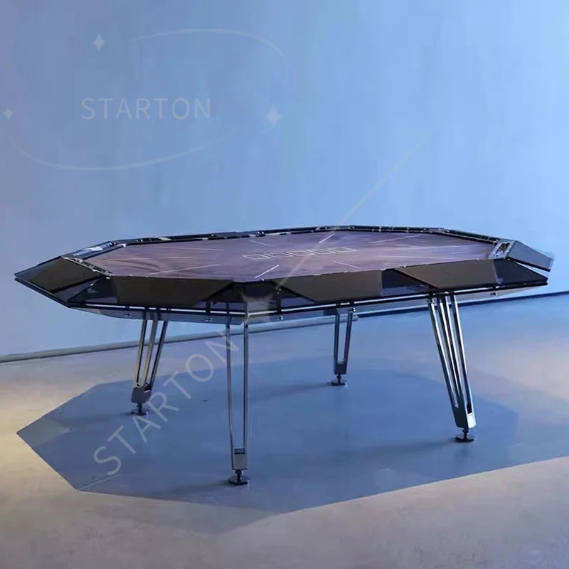 Light Luxury Creative Desig Tempered Glass Poker Table Multi-person Chess and Card Table Club Entertainment Furniture