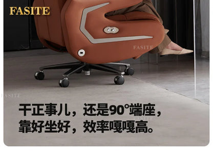 Lunch break can lie down dual-purpose leather office desk chair, light luxury sedentary and comfortable electric massage boss