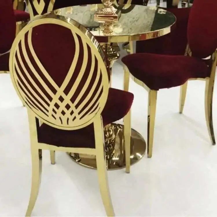 Luxury stainless steel dining chairs, modern home furniture, simple metal back chairs, kitchen fabric dining chairs