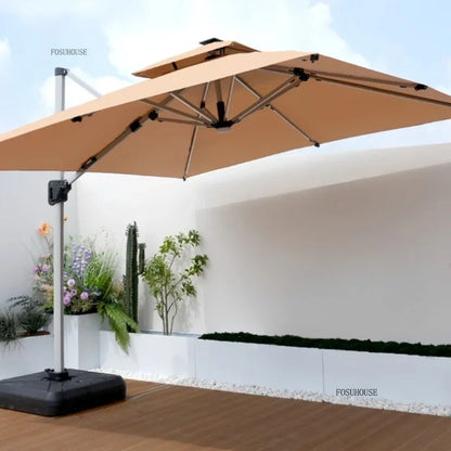 Outdoor Patio Umbrellas Roman Open-air Balcony Villa Garden Large Parasol Commercial Outdoor Stall Sunshade Umbrella with Base A