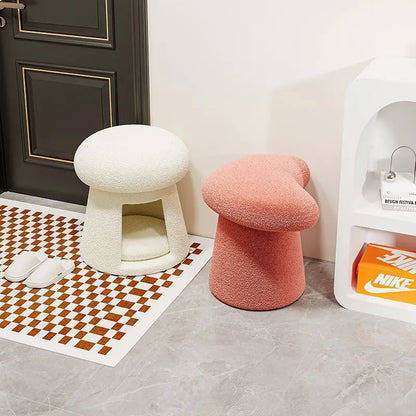 Creative Cat Nest Shoe Changing Stool Household Cream Style Mushroom Low Stool Entrance Entrance Storage Stool Multi-functional