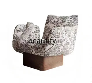 Solid wood single leisure sofa living room medieval   retro reclining chair resting area reception designer single chair