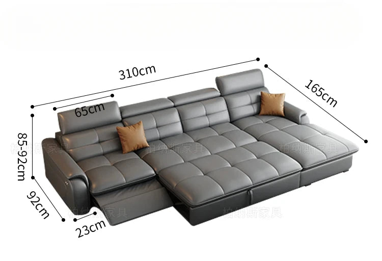 W Reclining Electric Oversize Sofa Genuine Leather Designer Italian Corner Sofa Modern Luxury Divano Letto Living Room Furniture