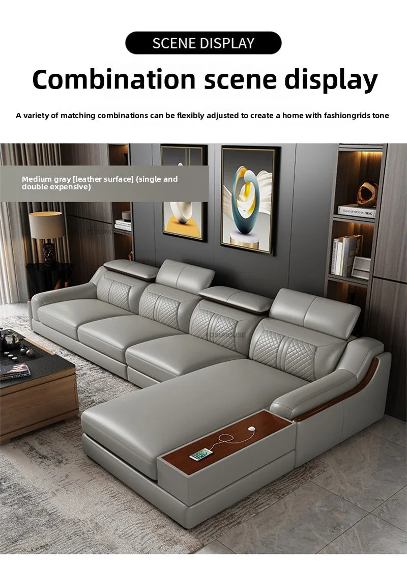 Italian Light Luxury Living Room Sofas Combination Nordic Double Sofas for Living Room Home Furniture Designer Leather Back Sofa