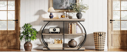 Tribesigns 41.3" Console Table, Industrial 3-Tier Entryway Table with Arched Metal Frame and Storage Shelves for Living Room