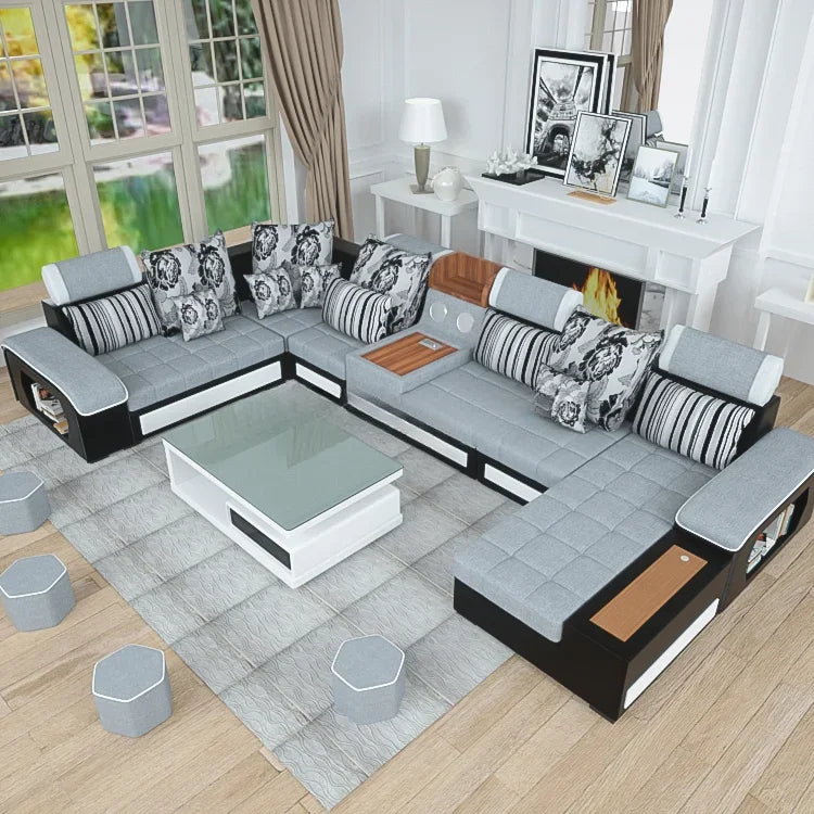 'Customizable royal Nordic modern style has music to play sectionals sofa set 7 seater living room Furniture designs