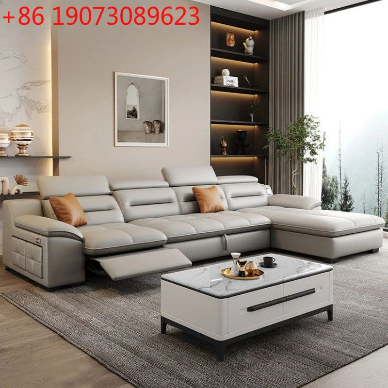 Multi-purpose leather high-end home living room electric light luxury sofa modern minimalist sofa