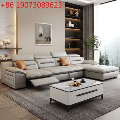 Multi-purpose leather high-end home living room electric light luxury sofa modern minimalist sofa